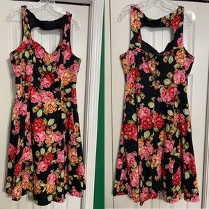 Floral swing dress with back cut out